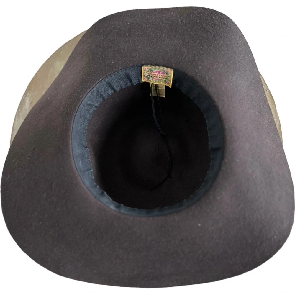 Scala Collezione Southwestern Wide Brim Wool Hat Oval Concho Trim Brown One Size - Picture 5 of 12